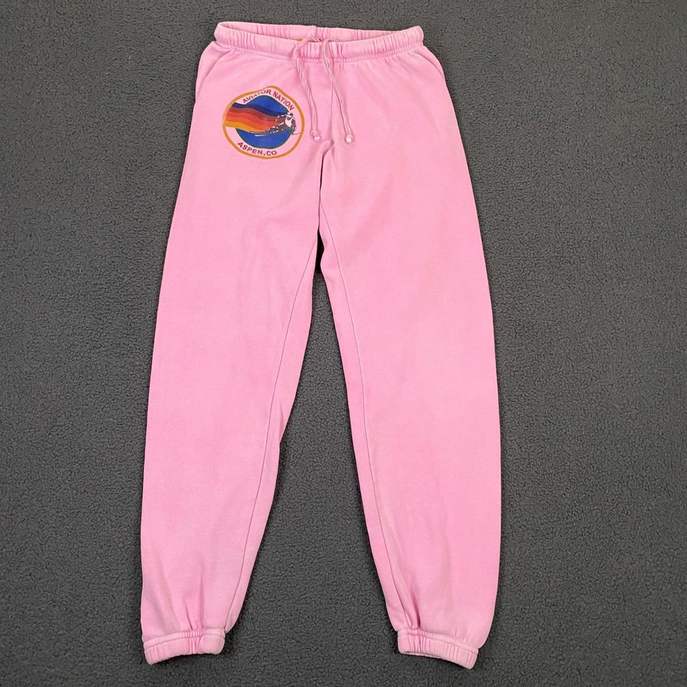 Aviator Nation Sweatpants Women Small Pink Aspen Ski Graphic Joggers Retro Sport